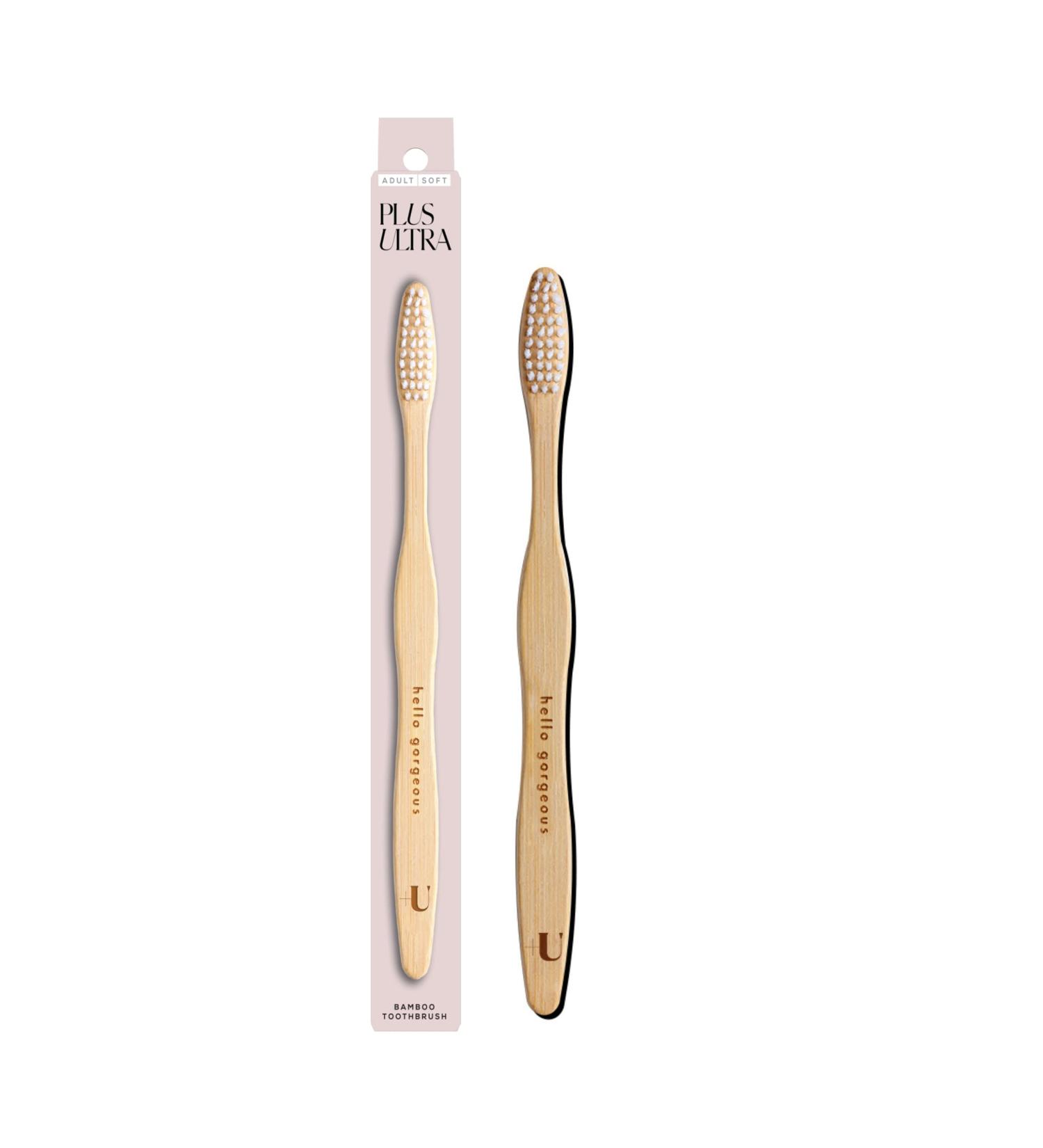 PLUS ULTRA Eco-Friendly Bamboo Toothbrush | 'Hello Gorgeous' | Biodegradable & BPA-Free Soft Bristles - Buy Online on GoSupps.com