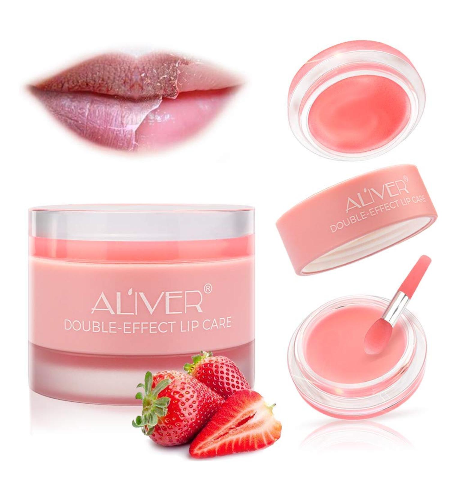 Strawberry Lip Sleep Mask with Dual Collagen Peptide Formula - Repair, Exfoliate, and Hydrate for Soft and Smooth Lips - Buy Online on GoSupps.com