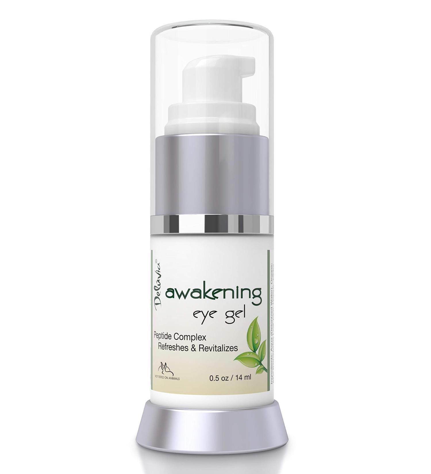 Deluvia Daily Under Eye Gel - Reduce Puffiness Wrinkles Fine Lines - Organic Aloe Vitamin E Hyaluronic Acid - Firming Moisturizer - Buy Online on GoSupps.com