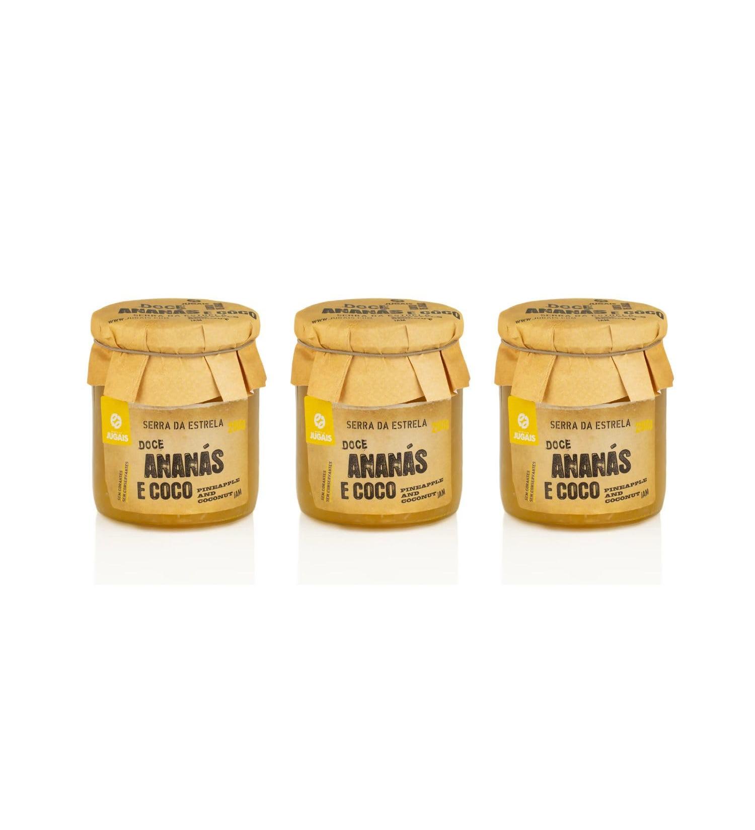 Pineapple and coconut jam Set of 3 x 280 g jars rich in vitamins A B and C for desserts and breakfasts without colouring or preservatives Portuguese gourmet product - Buy Online on GoSupps.com