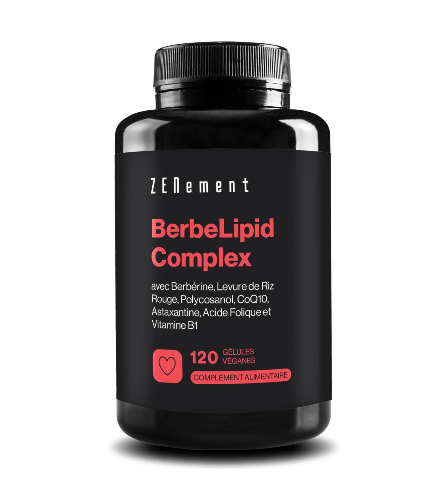 BerbeLipid Complex with Berberine HCl Red Rice Yeast Vitamin B1-4 months Supply (120 Vegan Capsules of Treatment) - SYNERGIC COMBINATION - Zenement - Buy Online on GoSupps.com