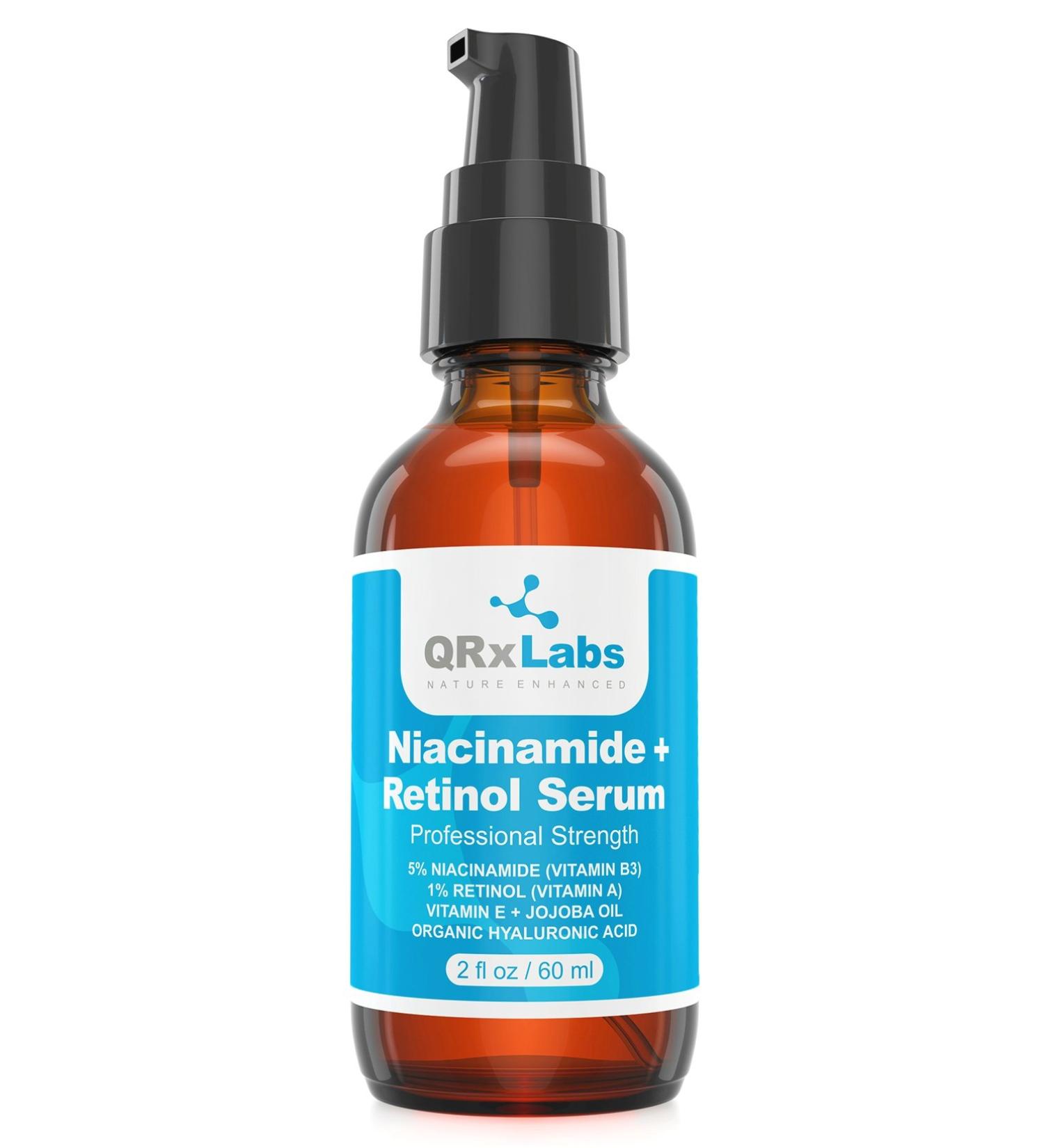 Niacinamide + Retinol Serum 2 oz - Anti-Aging Treatment for Wrinkles, Acne, Blemishes, and Pores - Buy Online on GoSupps.com