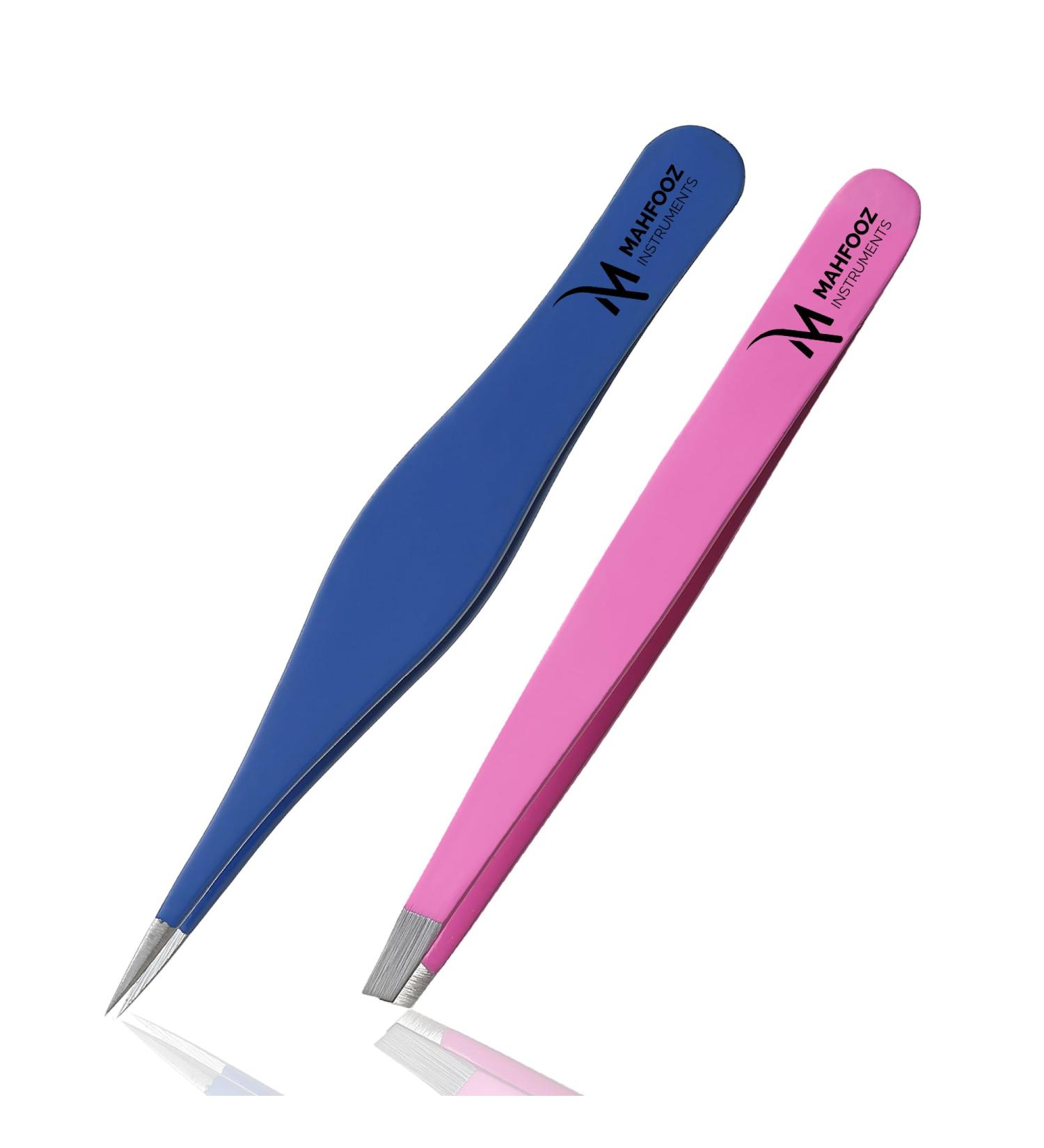 Eyebrow Tweezers Fine Point + Slant Tweezers for Facial Brow and Ingrown Hair Removal Sharp Needle Nose Facial Hair Remover for Women and Men (Multi Colour) - Buy Online on GoSupps.com