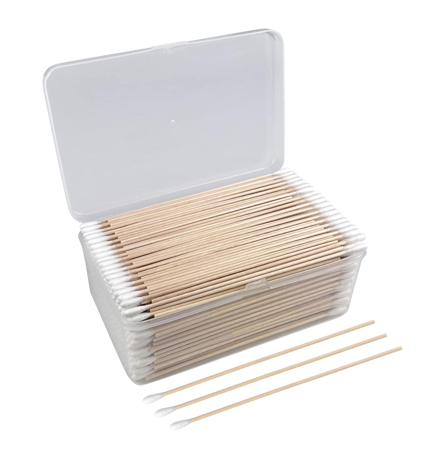 500 PCS 6 Inch Natural Cotton Swabs with Reusable Box - Eco-Friendly Wooden Sticks - Non-Sterile Applicators for Ear & Gun Cleaning, Makeup Removal - Buy Online on GoSupps.com