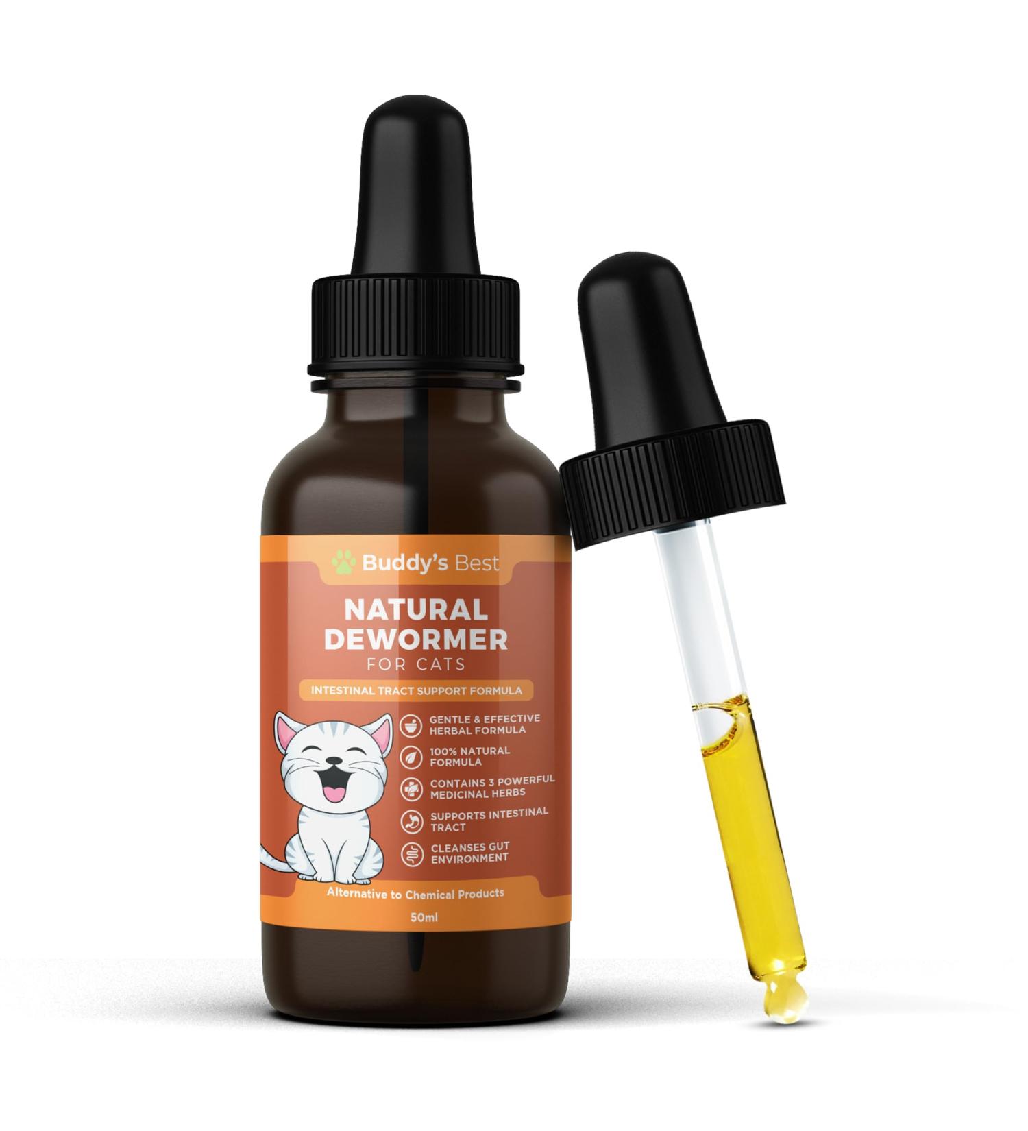 Natural Dewormer for Cats | Herbal Blend with 3 Powerful Medicinal Herbs | 100% Natural | Supports Gut & Intestinal Health | Gentle Yet Effective - Buy Online on GoSupps.com