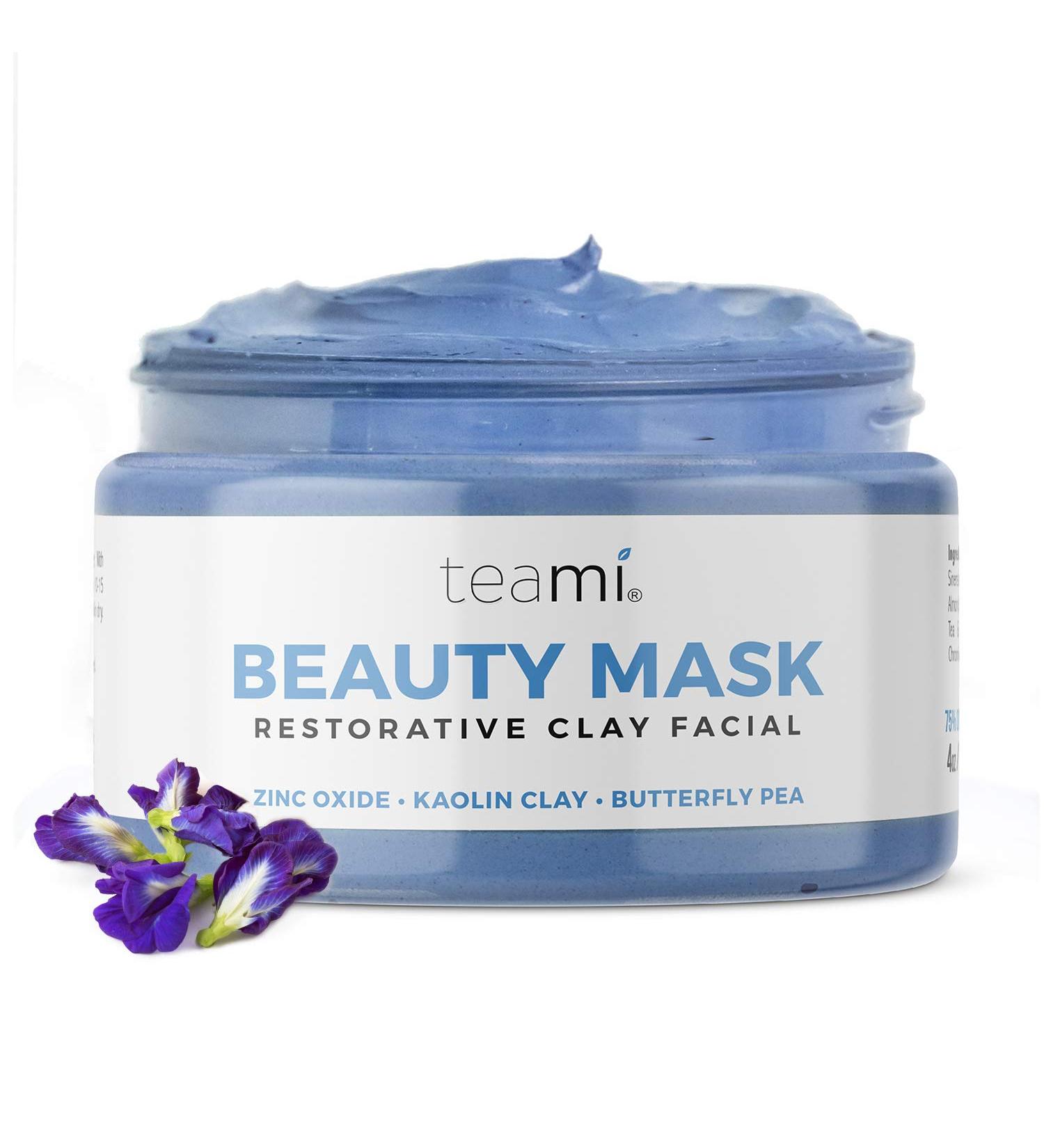 Teami Beauty Facial Mask - Moisturizing Anti Acne & Blackhead Remover with Butterfly Pea Flower & Kaolin Clay - Deep Cleansing for All Skin Types - Buy Online on GoSupps.com