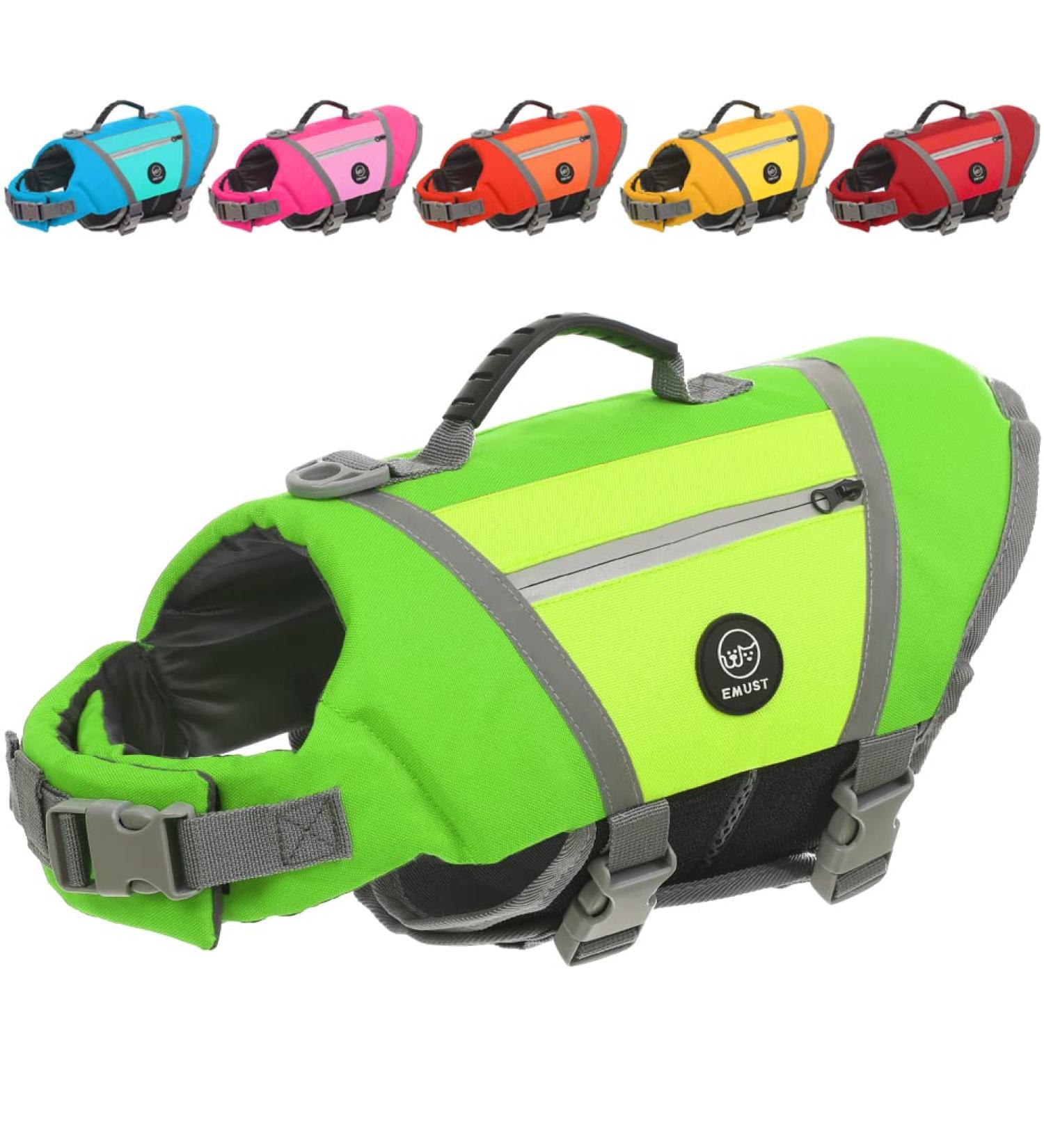 Emust Waterproof Dog Life Jacket - Medium Dog Vest for Rafting Surfing & Canoeing with Rescue Handle & D-Ring Leash Attachment - Buy Online on GoSupps.com