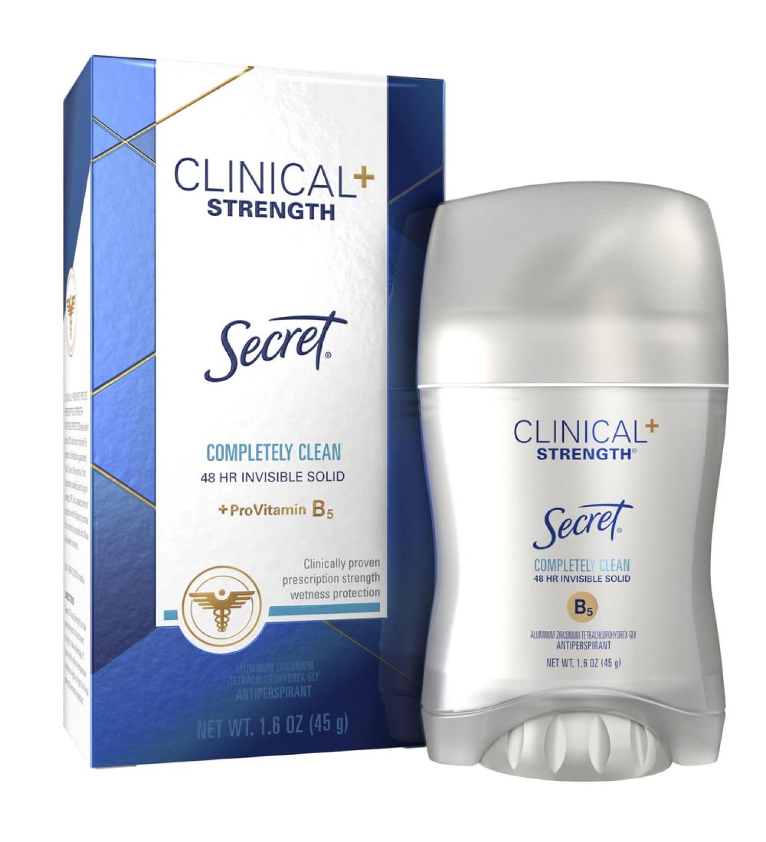 Secret Clinical Strength Women's Antiperspirant & Deodorant, Invisible Solid, Completely Clean - 1.6 oz - Buy Online on GoSupps.com