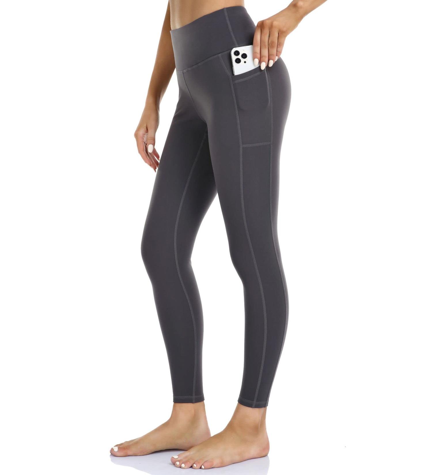 LegEnd Women's High Waist Buttery Soft Spandex Leggings with Pockets - Medium Dark Grey - Buy Online on GoSupps.com