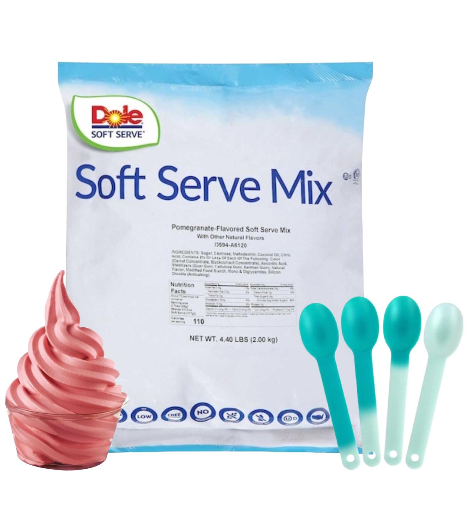 ZippySweets - Soft Serve Ice Cream Machine Mix Pomegranate Flavour Soft Serve Mix 4.4 Pound Bag and 4 Pack Colour Changing Spoons Ideal for Home and Commercial Use Ice Cream Machine - Buy Online on GoSupps.com