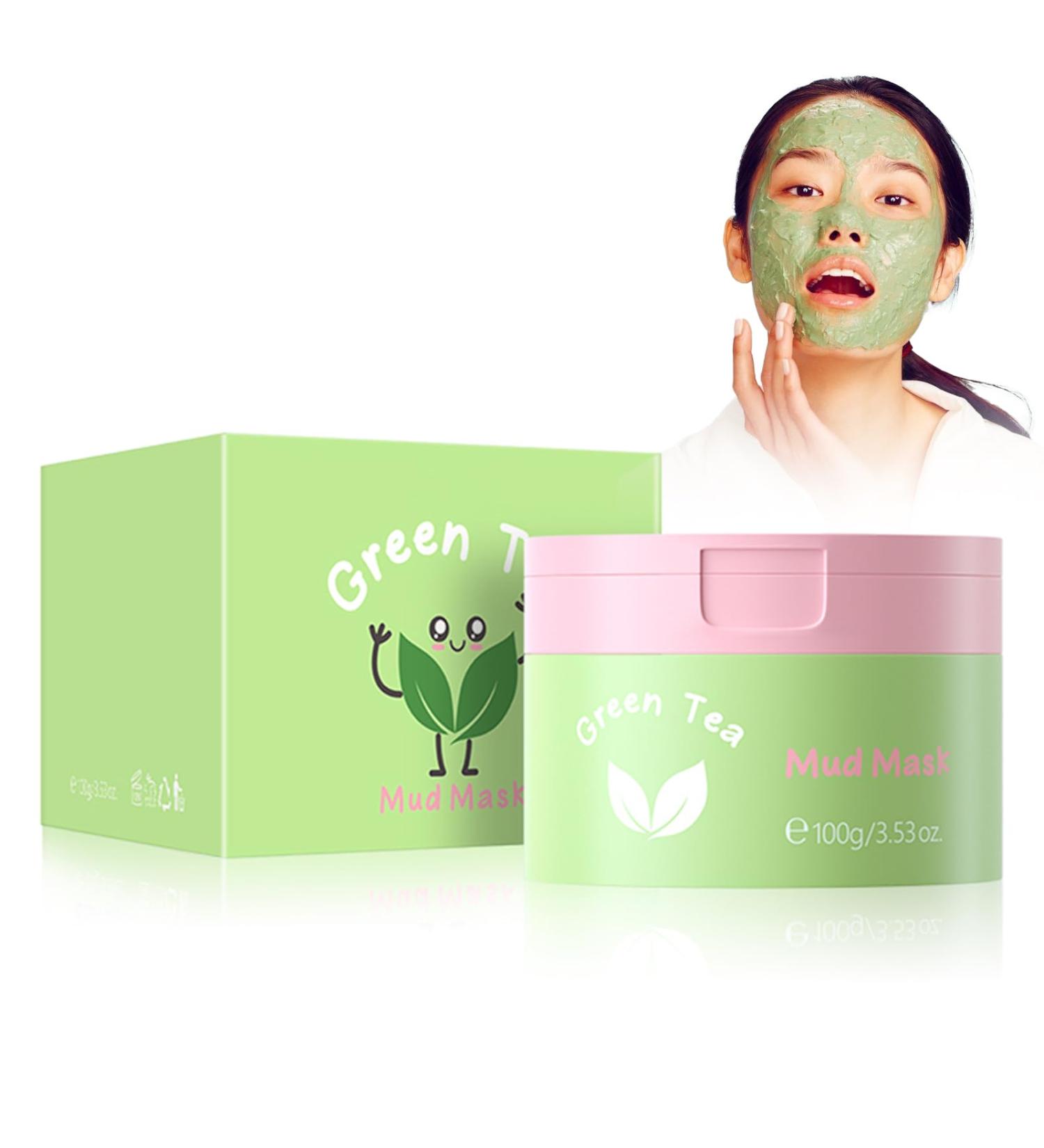 Crsetmyth Green Tea Clay Mask Facial mask green tea 100 g natural cosmetics against pimples blackheads and acne antiaging care for dry and impure skin deep cleansing mask for face - Buy Online on GoSupps.com