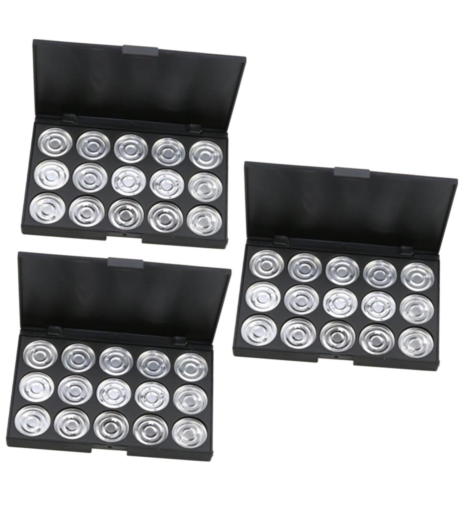 CANIGHT 3pcs 15 Empty Eyeshadow Palette Cosmetic Cases for Traveling Travel Cosmetic Case Eye Shadow Silver - Buy Online on GoSupps.com