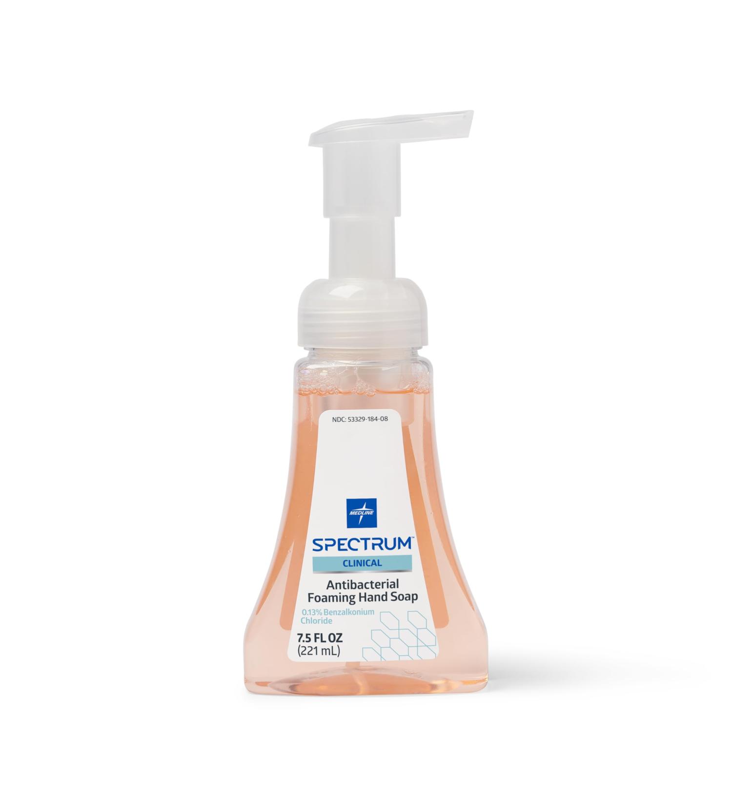 Medline Spectrum Clinical Antibacterial Foaming Hand Soap with 13% BZK 7.5 oz. Pump Bottle Case of 12