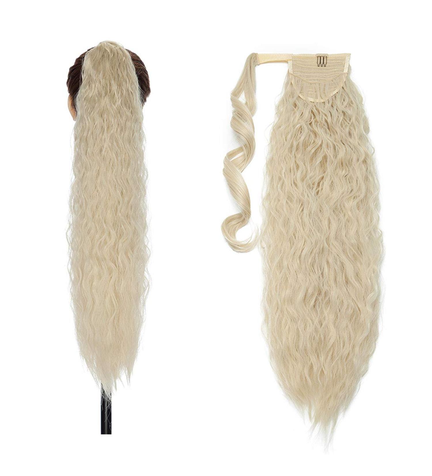 Shop 66cm Fashion Ponytail Hair Extension - Curly Fluffy Bleached Blonde Wrap-Around - Buy Online on GoSupps.com