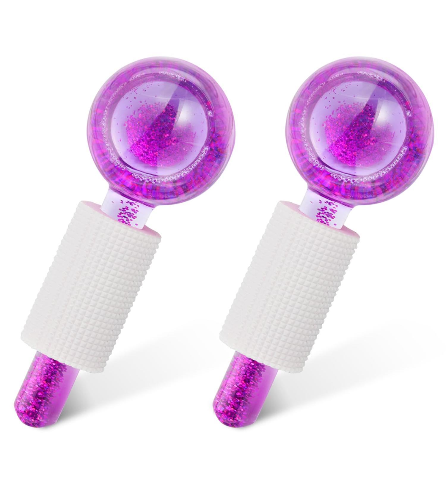Ice Globes for Facial Cooling Globes Set for Eye & Neck Cold Glass Ice Roller Ball Cryo Sticks Face Globes Tighten Skin Reduce Puffiness and Dark Circles Enhance Circulation Purple - Buy Online on GoSupps.com