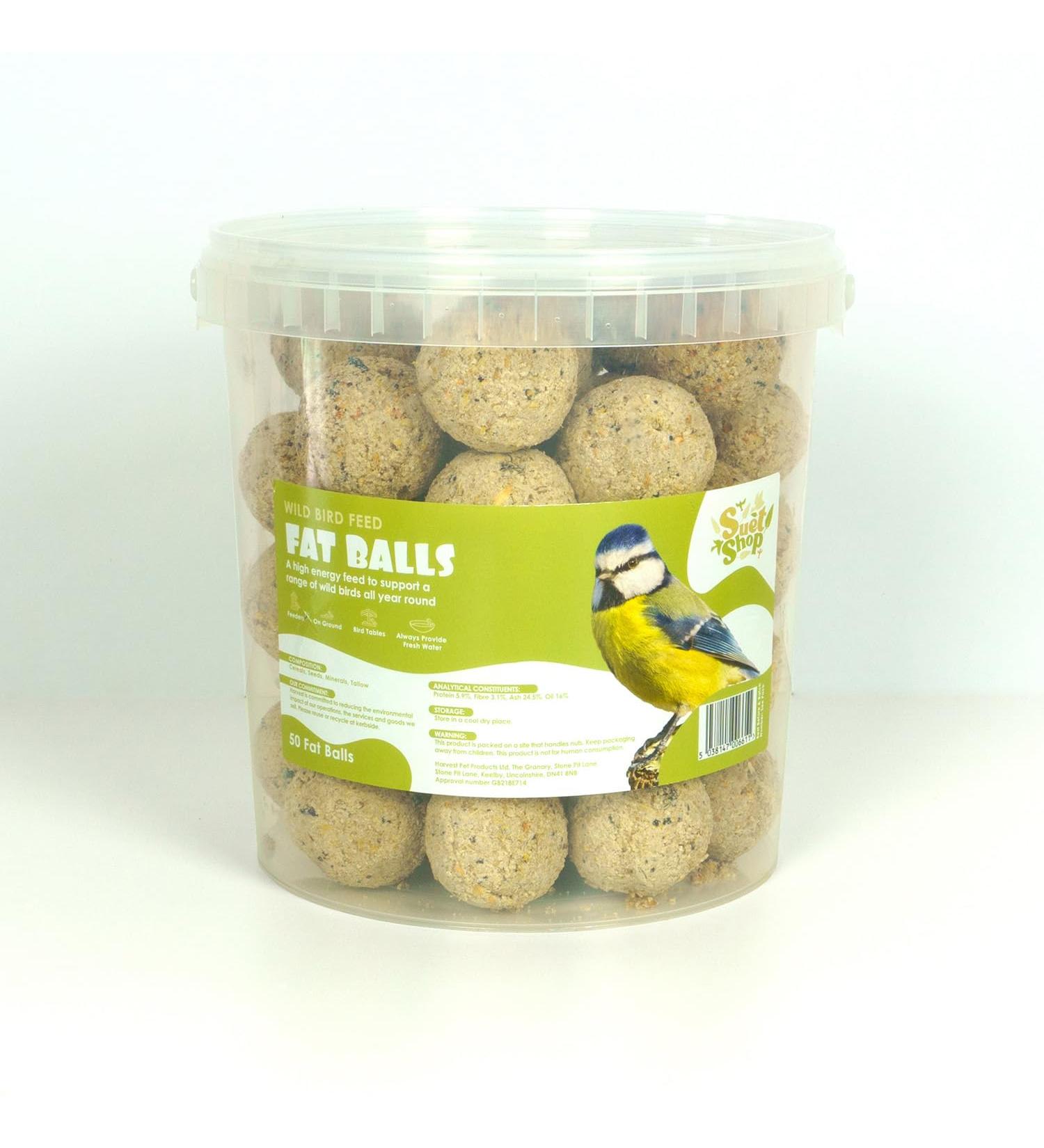 The Suet Shop 80g x 50 Standard Suet Fat Balls - High Energy & Protein for Wild Birds - Buy Online on GoSupps.com