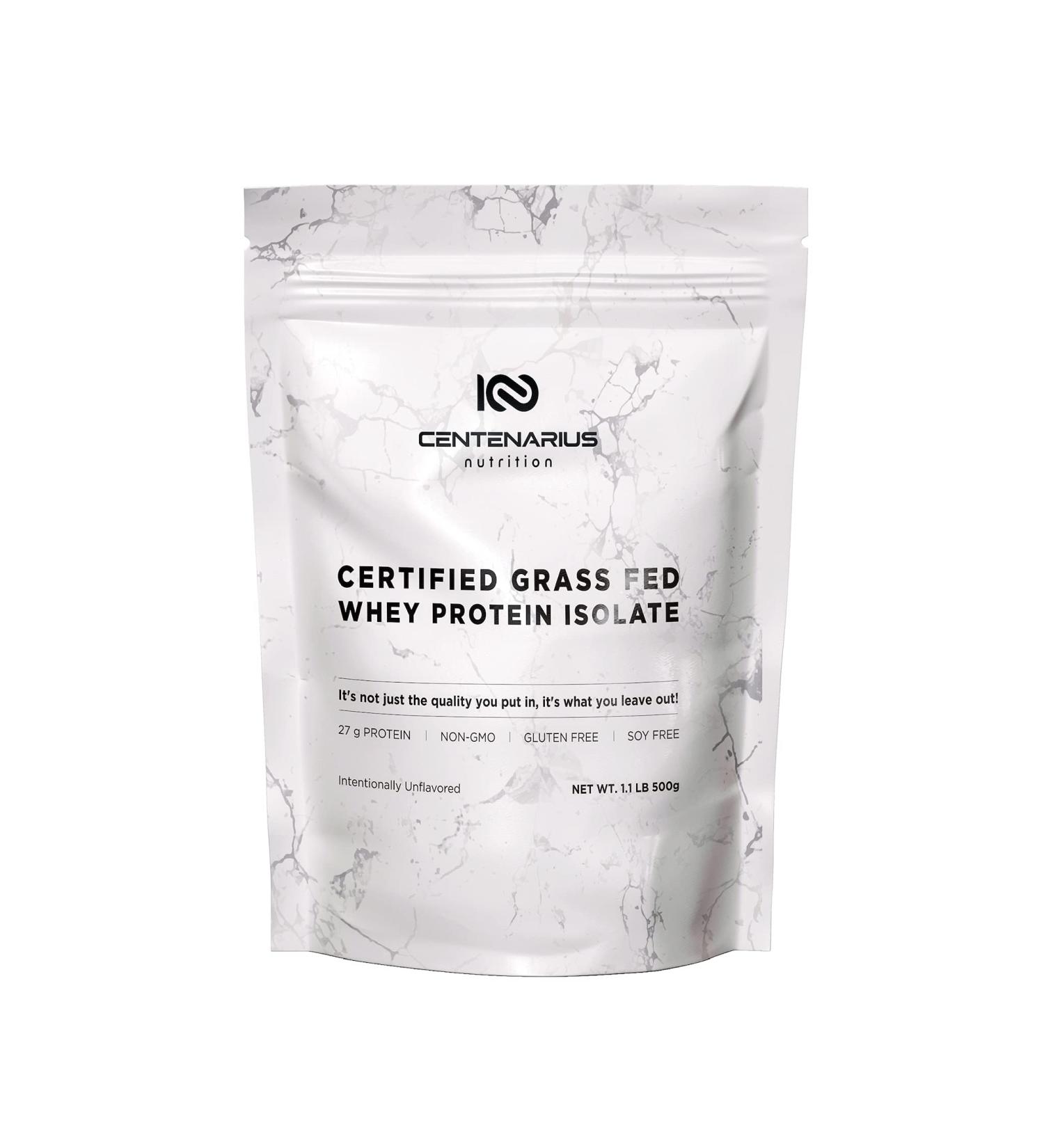 Centenarius Nutrition Grass Fed Whey Protein Isolate - Pure Amino Acids for Muscle Growth & Recovery - Cold-Filtered No Additives Unflavored - International Shipping Available - Buy Online on GoSupps.com