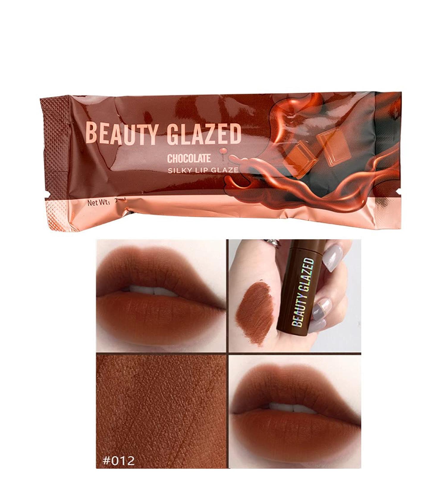 Buy Beauty Glazed Chocolate Lipstick - Waterproof Matt Lip Glaze in Dark Brown | Sexy Red Lips Makeup - Buy Online on GoSupps.com