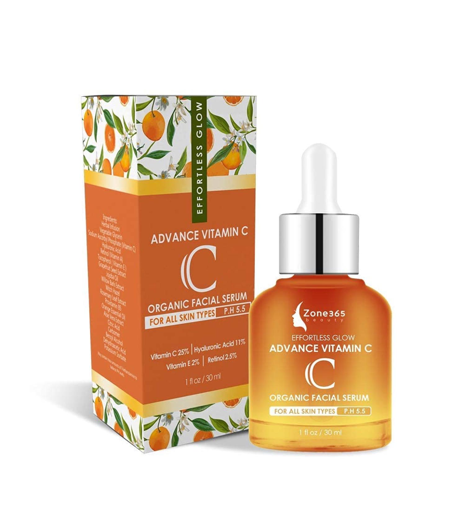 Zone - 365 Vitamin C Serum with Hyaluronic Acid, Vitamin E & Retinol - 1fl oz | Dark Spot Remover - Buy Online on GoSupps.com