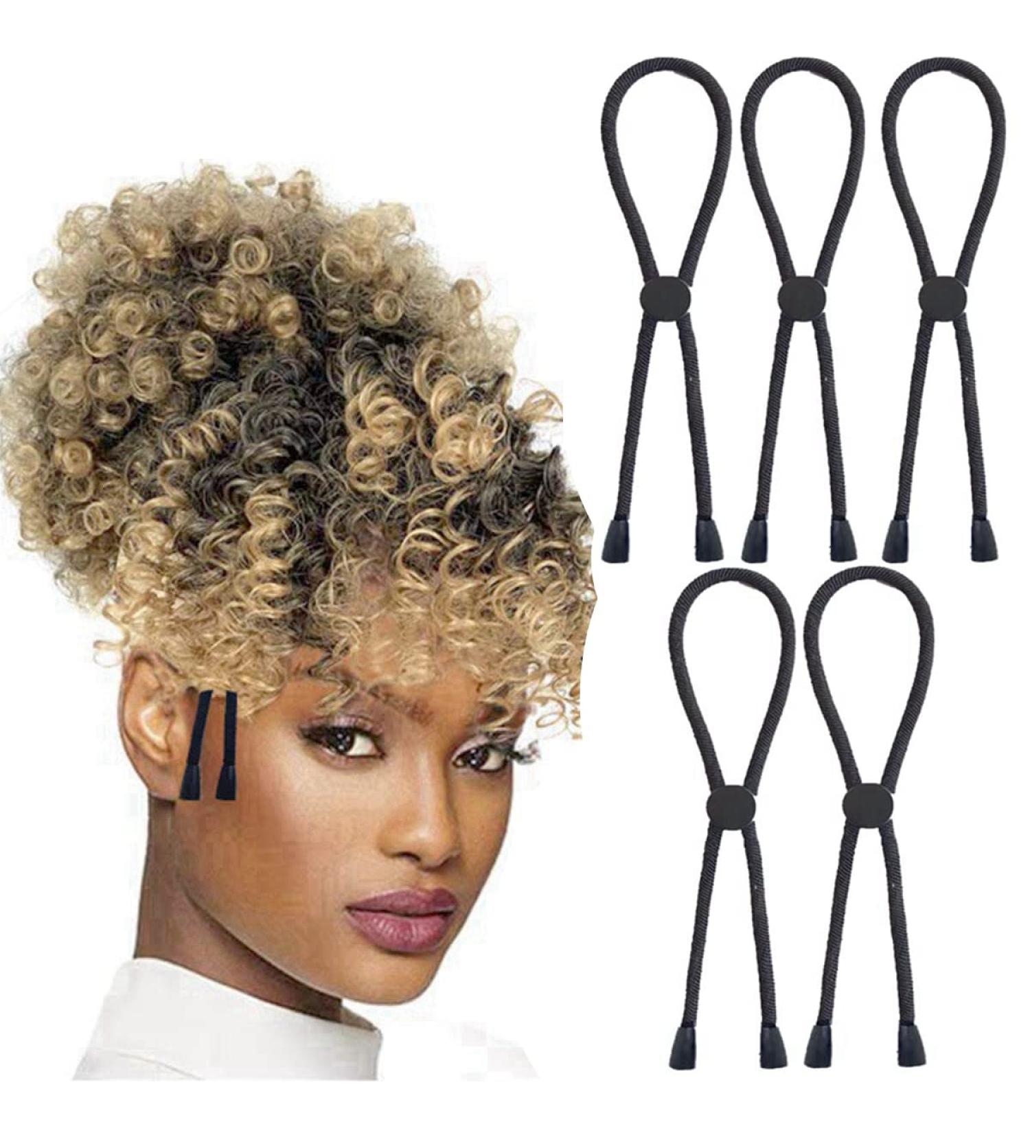 AICILY 5PCS High Elasticity Hair Ties for Afro Puff Ponytail | Adjustable Long Hair Holder for Women with Natural Curly, Thick, Braided, Kinky, Faux Locs Crochet Hair - Black - Buy Online on GoSupps.com