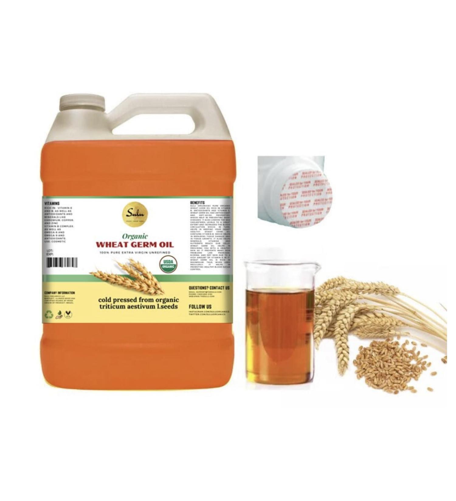100% Pure USDA Certified Organic Extra Virgin Unrefined Wheat Germ Oil- 4 lbs/ 64 fl.oz