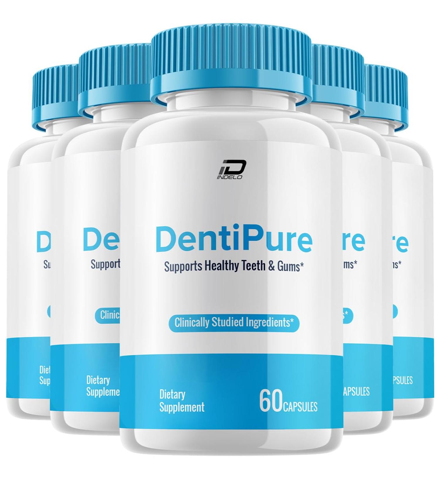 Dentipure Dental Support Capsules Denti Pure Pills Supplement with Oral Formula Dental Health Pills Reviews (5 Pack - 300 Capsules)
