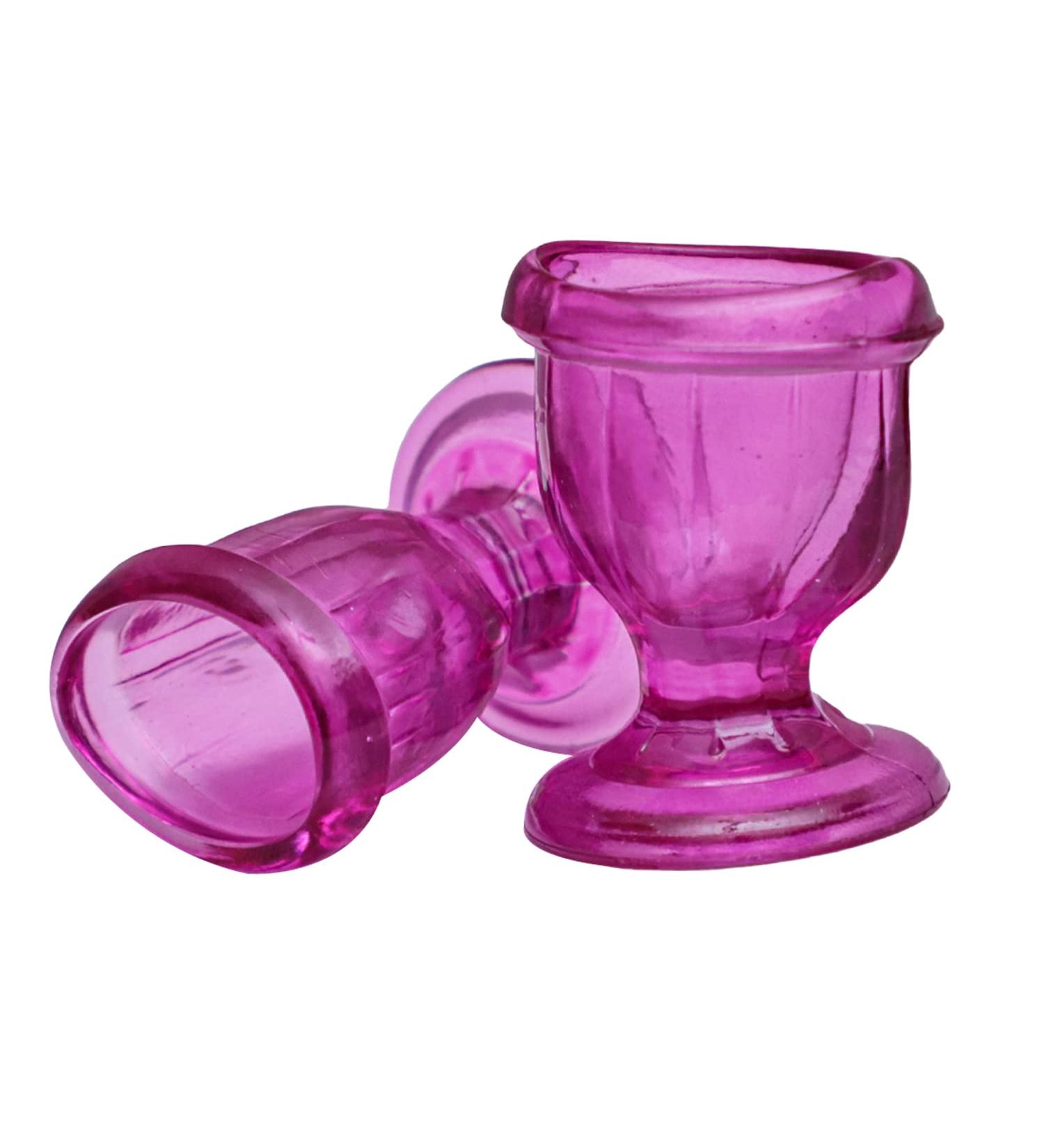 Glass Eye Wash Cup Set for Clean & Healthy Eyes | Soothing Relief from Irritants | Eye Shaped Rim | Set of 2 (Pink) - Buy Online on GoSupps.com