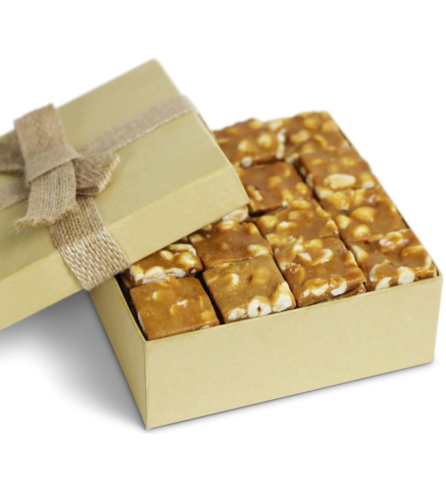 Gourmet Peanut Brittle Gift Box - Handmade Old-Fashioned Candy | Vegan & Kosher | 16 Oz Christmas Stocking Stuffer | Perfect Holiday Gift - Buy Online on GoSupps.com