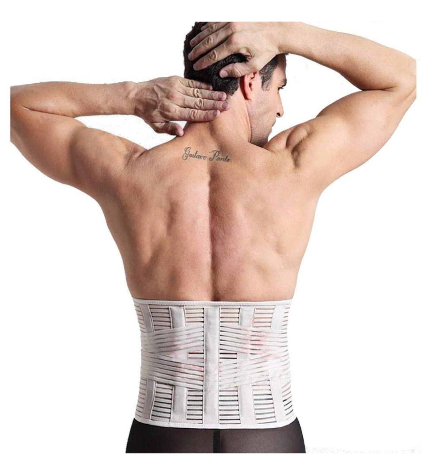 Mesh Breathable Hernia Disc Support Belt | Orthopedic Waist Corset with Removable Compression Pads | Medium Beige - Best for Lumbar Support & Disc Herniation - Buy Online on GoSupps.com