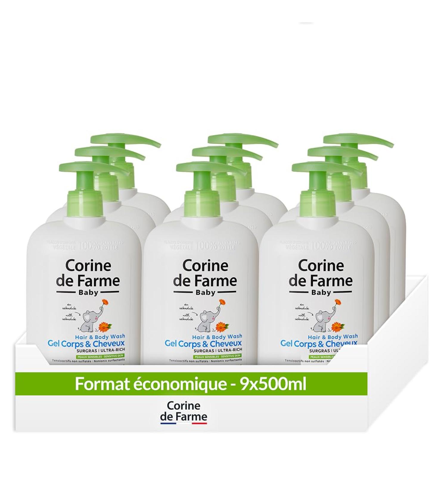 Corine de Farme | Eco Pack of 9 Cleansing Gel Surgras Body and Hair with Calendula - Buy Online on GoSupps.com