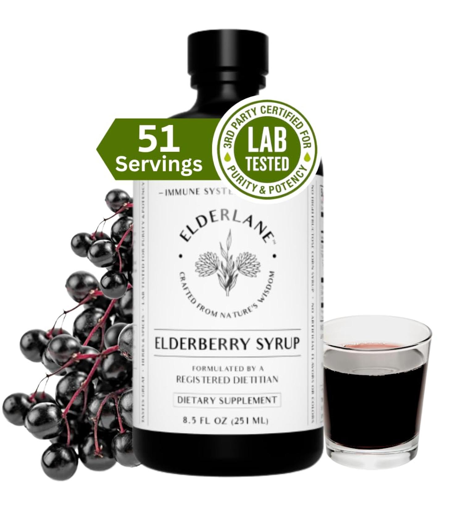 Elderlane Elderberry Syrup Elderberry Shots - Immune Support Supplement for Kids & Adults - Immune Boosters - Natural Immunity Booster - Made with Honey & Elderberries - Gluten-Free - 8.5 Fl Oz 8.5 Fl Oz (Pack of 1) - Buy Online on GoSupps.com