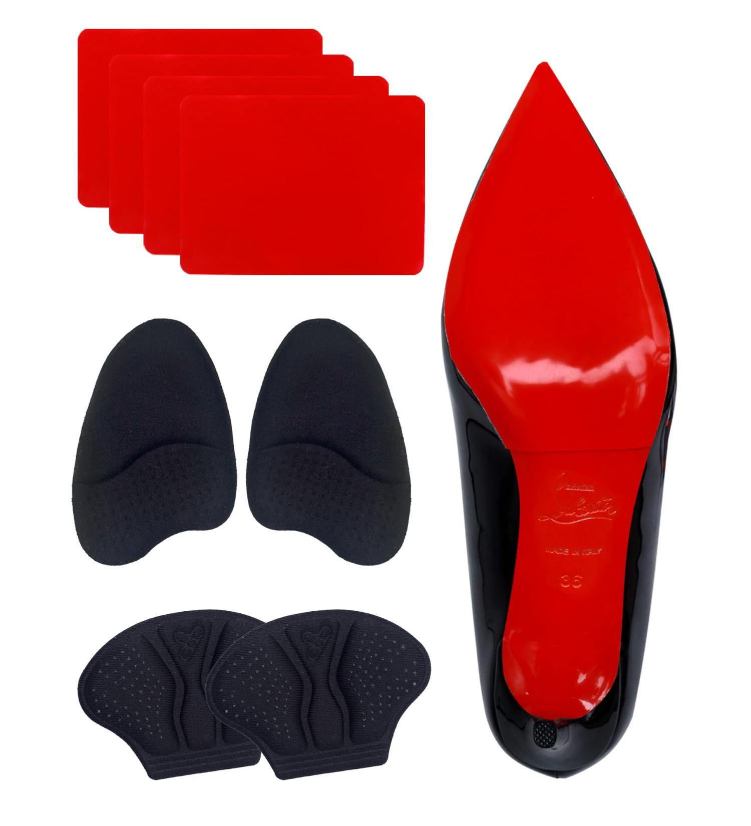 Red Bottom Shoe Sole Protector for Christian Louboutin | Heel Grip & Metatarsal Pads for Women | 4 Pairs of Large Shoe Pads - Buy Online on GoSupps.com