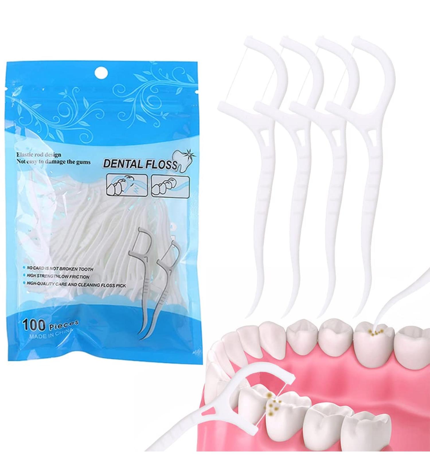 Bodya 2-in-1 Dental Floss Sticks & Interdental Brushes - 100 Count - Effective Tooth Cleaning & Oral Health Tool - Buy Online on GoSupps.com