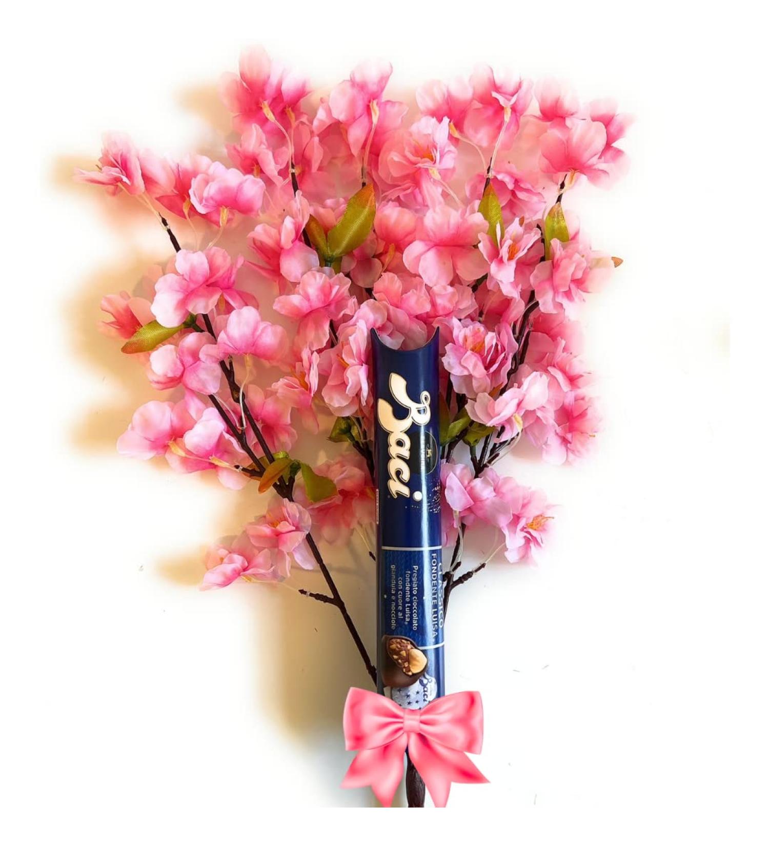  NARAMAKI Baci Perugina Easter Gift Ideas 2023 - Peach Flower Bouquet + Tube Baci Perugina 87g Classic Dark Chocolate Luisa - Gift Box (Pink) - Buy Online on GoSupps.com