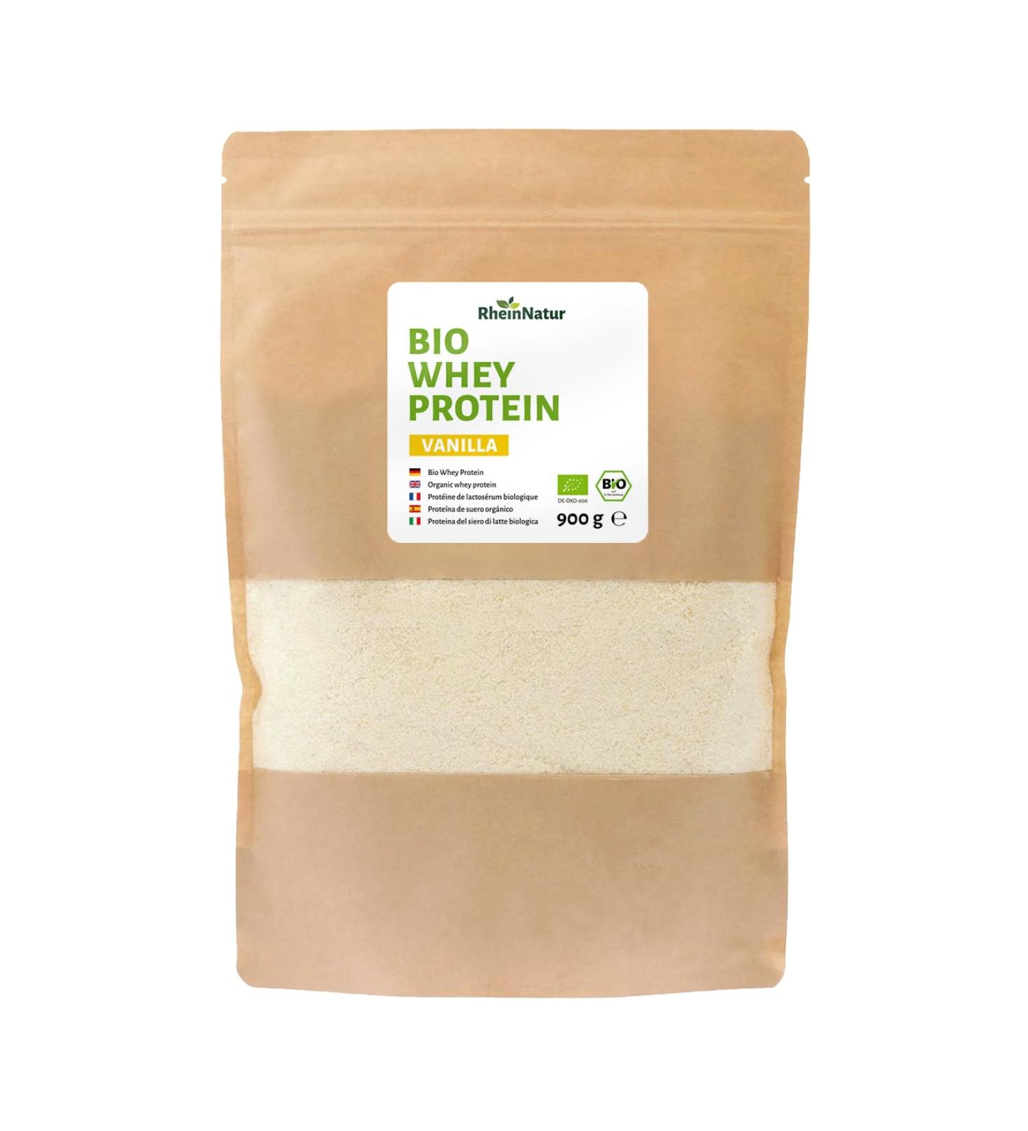  RheinNatur RheinNatur Organic Vanilla Whey Protein Powder 900g - Protein Powder with Natural Flavour and Soy Free - 100% Organic Whey Pr - Buy Online on GoSupps.com