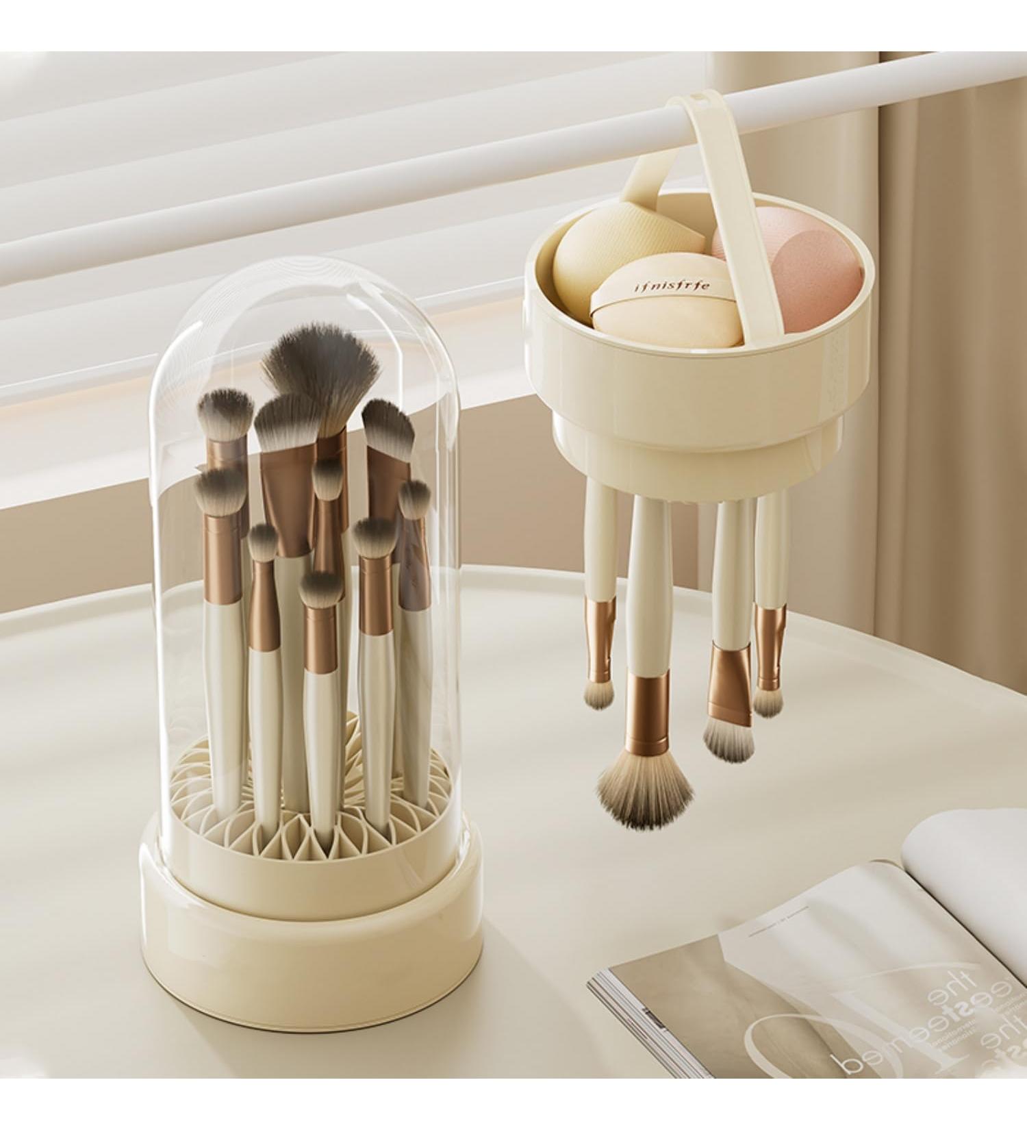 3-in-1 Makeup Brush Cleaner & Organizer | Silicone Cleaning Bowl & Drying Holder for Cosmetics - Buy Online on GoSupps.com