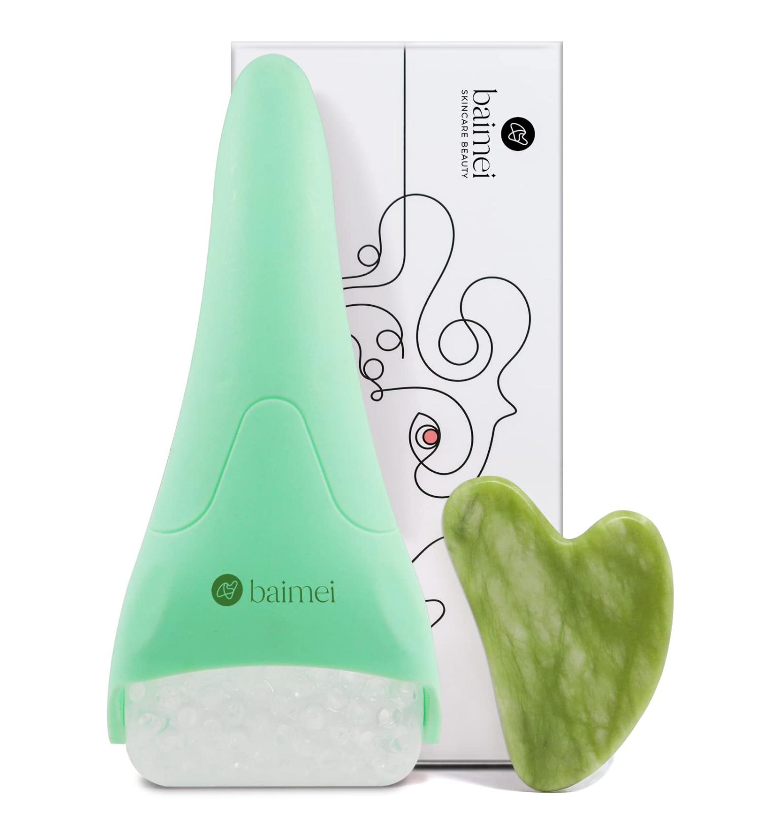 BAIMEI Ice Roller and Gua Sha Facial Set for Pain Relief and Puffiness Reduction - Green - Buy Online on GoSupps.com