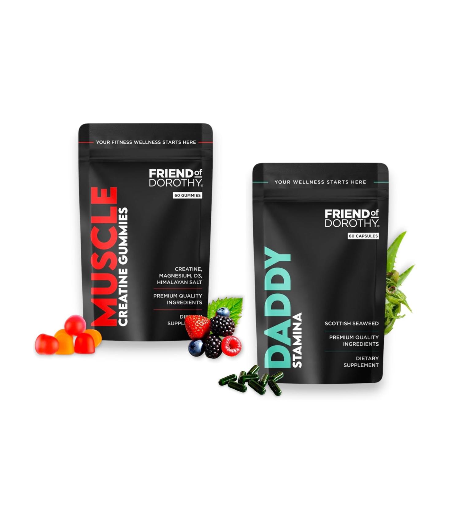FRIEND OF DOROTHY Muscle & Vitality Bundle Build Muscle and Support Male Vitality - 60 Muscle Gummies & 60 Daddy Capsules - Buy Online on GoSupps.com