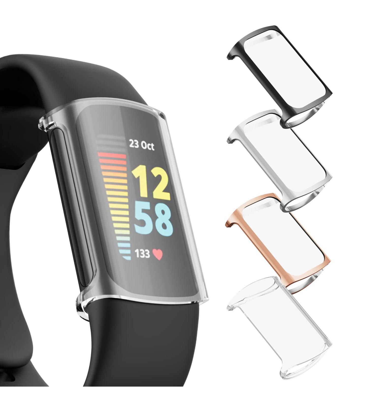 Cuteey 4 Pack Screen Protector for Fitbit Charge 5 - Slim TPU Cover Case Set in Black, Silver, Rose, and Clear | Fitbit Charge 5 Accessories - Buy Online on GoSupps.com