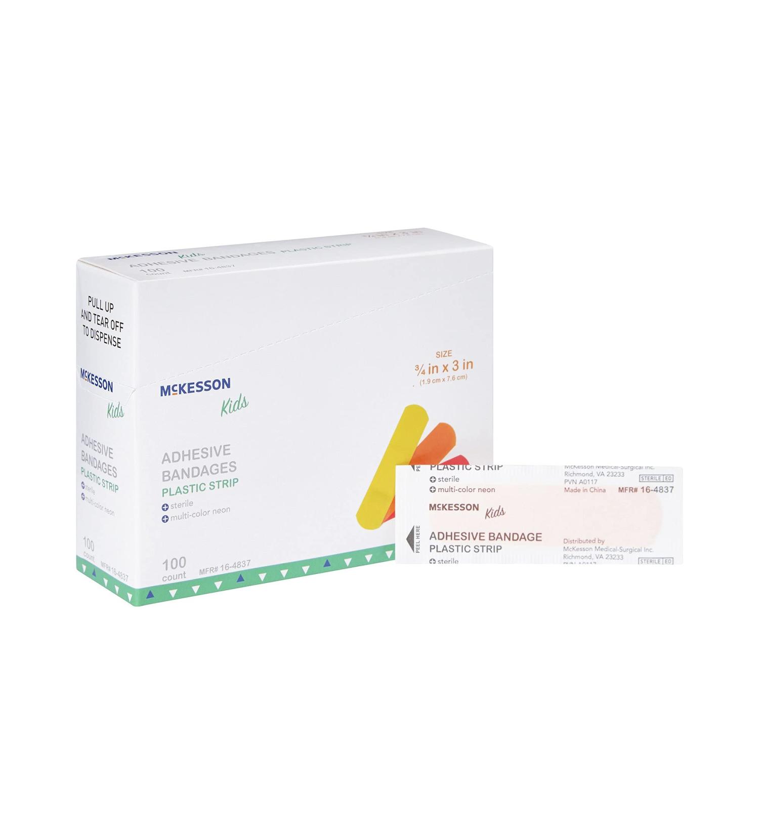 Buy McKesson Kids Adhesive Bandages - Neon Sterile Plastic Strips 100 Count (24 Packs) | International Shipping - Buy Online on GoSupps.com