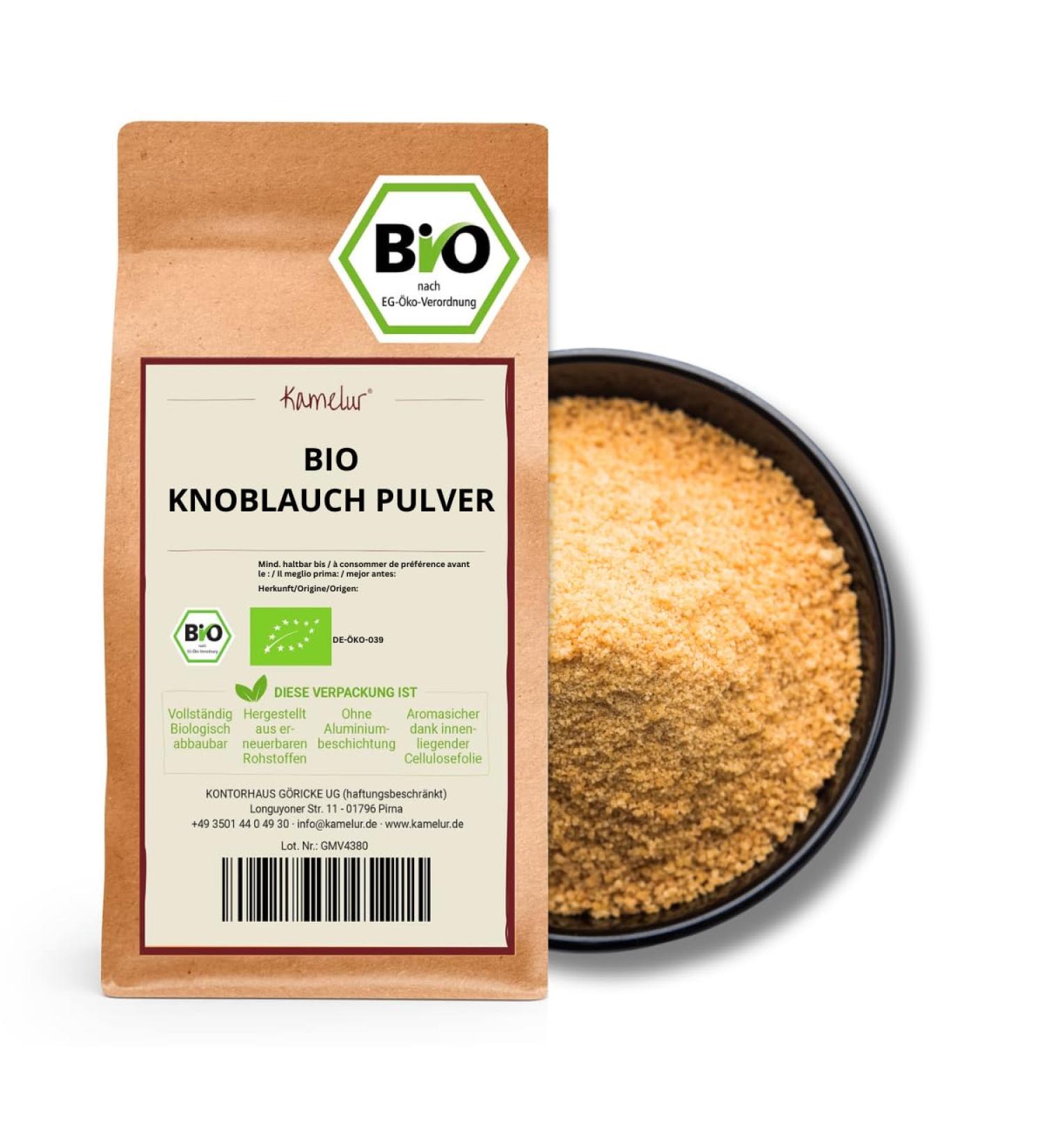 Kamelur Organic Garlic Powder - 200g | Premium Organic Garlic | Eco-Friendly Biodegradable Packaging - Buy Online on GoSupps.com