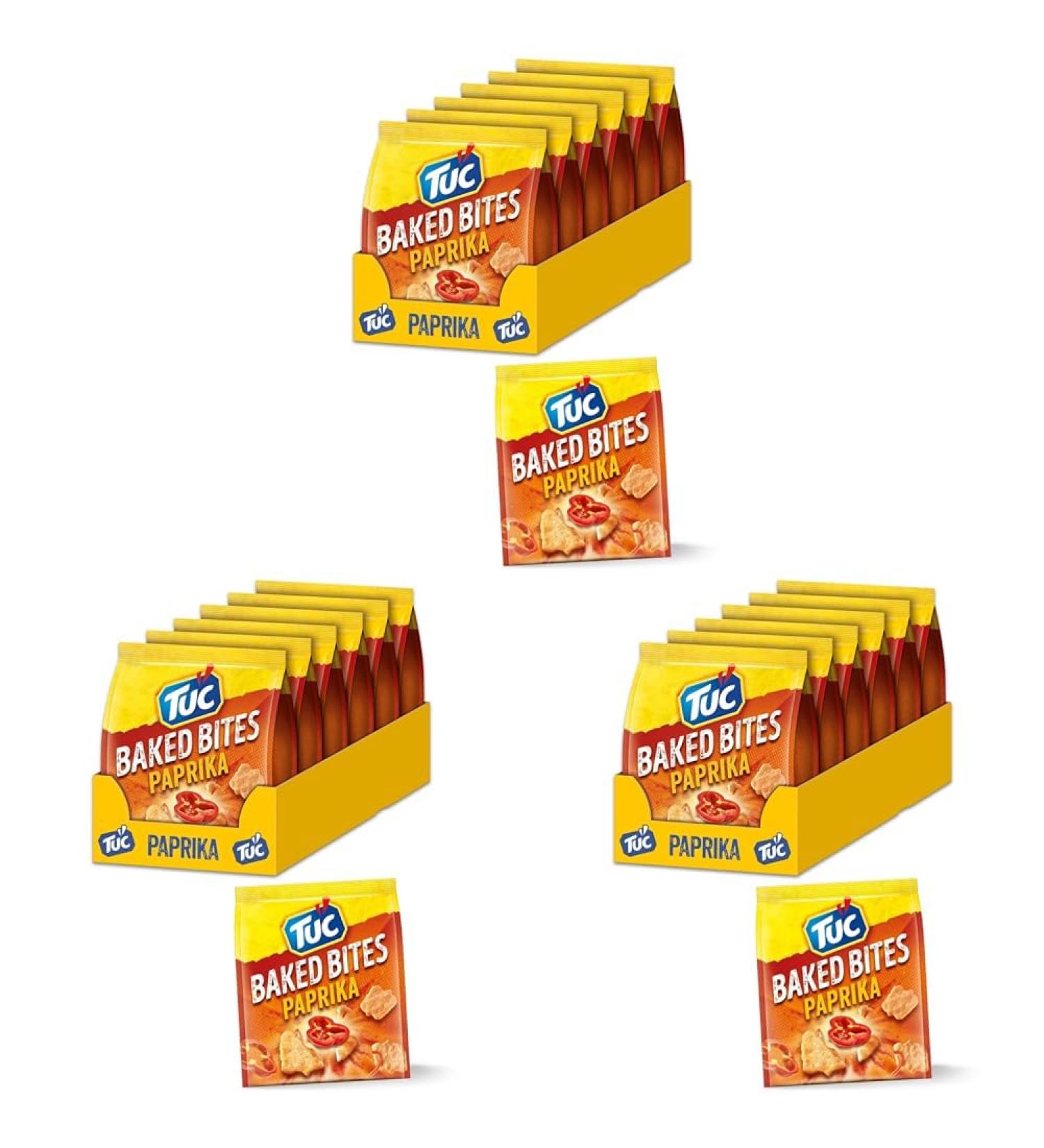 TUC Baked Bits Paprika - 6 x 110g | Large Pack Crackers | Mini-Cracker (3 Pack) | Flavorful Paprika Snacks | International Shipping Available - Buy Online on GoSupps.com