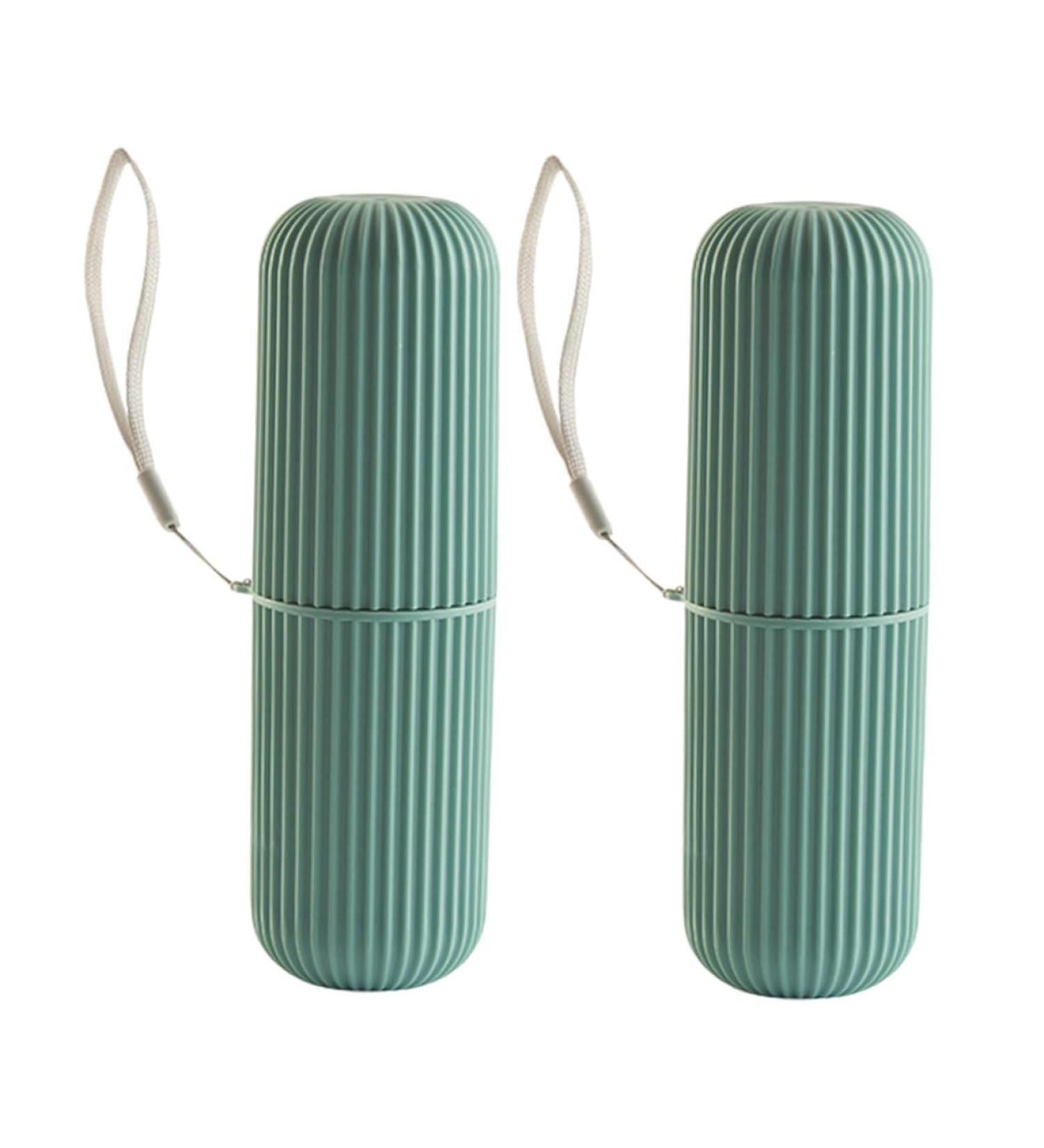 Beaupretty Toothpaste Brush Container - 2 Pieces Travel Tooth Cleaning Organizer in Green 5.5x5.5x19cm | International Shipping Available - Buy Online on GoSupps.com