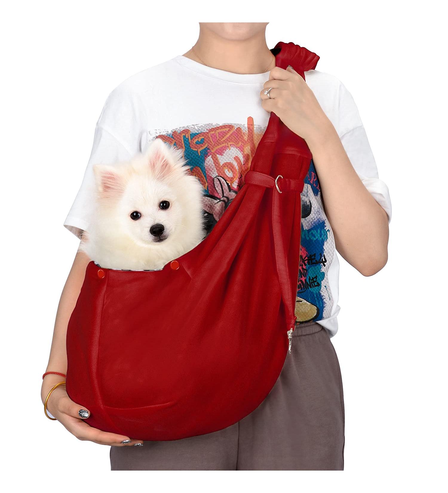 Petloft Reversible Small Dog Carrier - Adjustable Hands-Free Sling for Dogs Cats & Rabbits - Fuchsia Pink - Buy Online on GoSupps.com