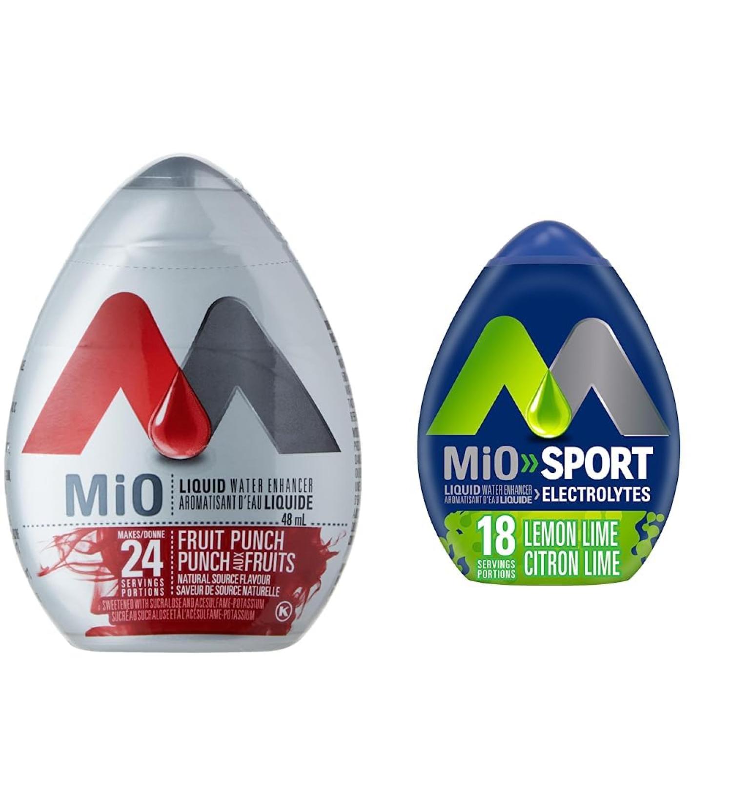 MiO Fruit Punch Liquid Water Enhancer 48ml (Pack of 12) & Sport Lemon Lime Liquid Water Enhancer 48ml - Buy Online on GoSupps.com