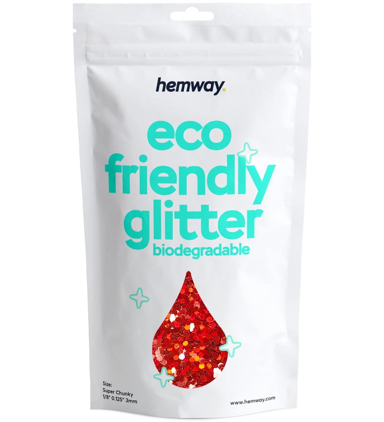 Hemway Eco-Friendly Biodegradable Glitter 100g - Vegan Safe Sparkle for Face Eyes Body Hair & Nails | Red Holographic 3mm - International Shipping Available - Buy Online on GoSupps.com