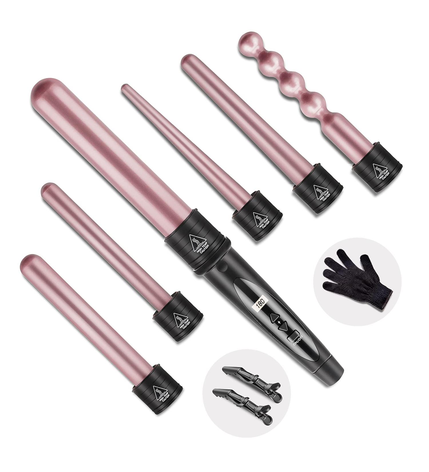 Buy Nwouiiay 6-in-1 Curling Iron Set - Ceramic Coating Adjustable Temperature LCD Display for All Hairstyles - Perfect for International Shipping - Buy Online on GoSupps.com