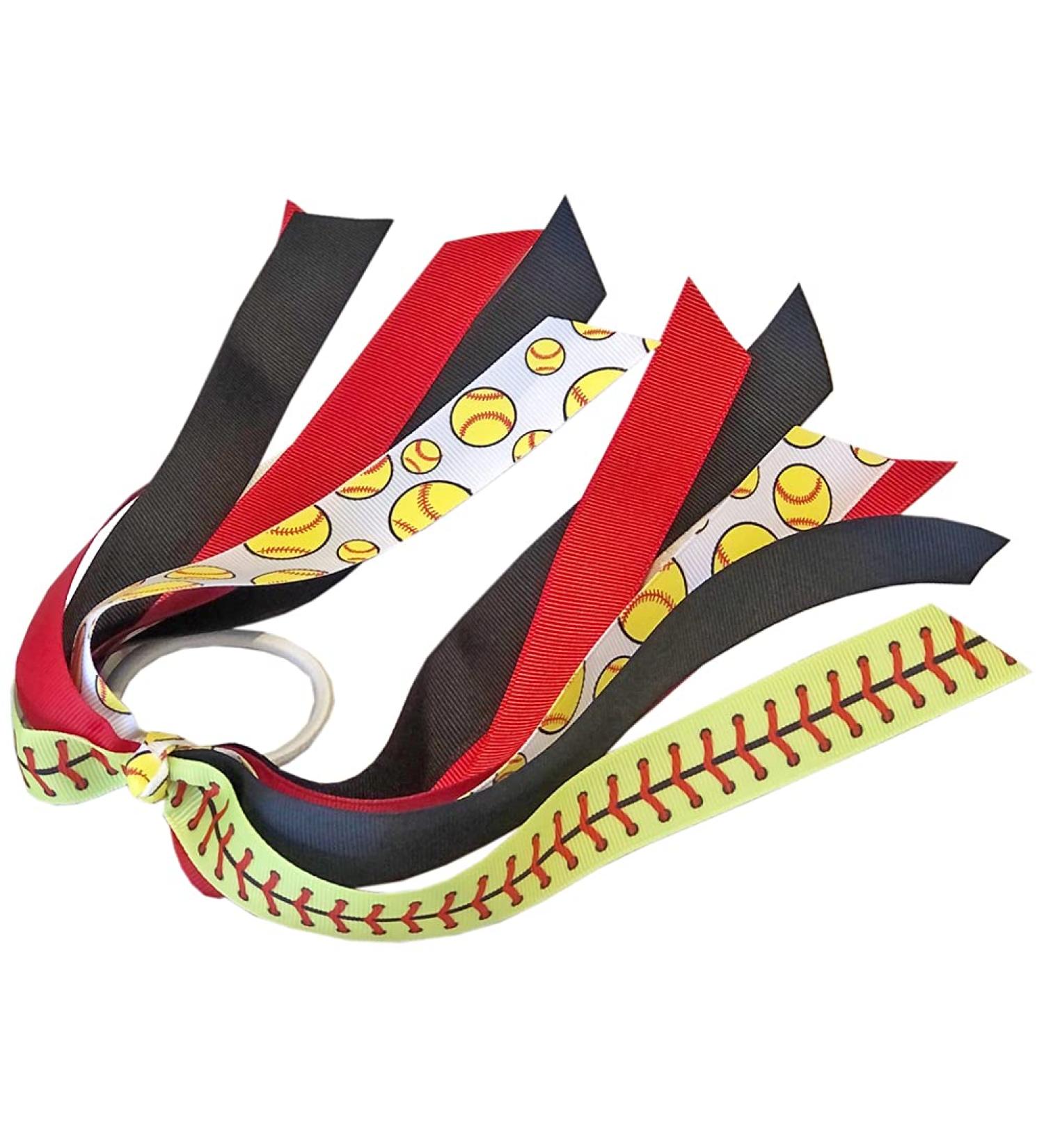 2pc 7 Softball Scrunchies for Girls  Softball Ribbon Pony Holder Streamers  Softball Hair Ties for Girls  Ponytail Holder Teen Girl Hair Accessories (Softball Accessories Softball Gifts for Girls)