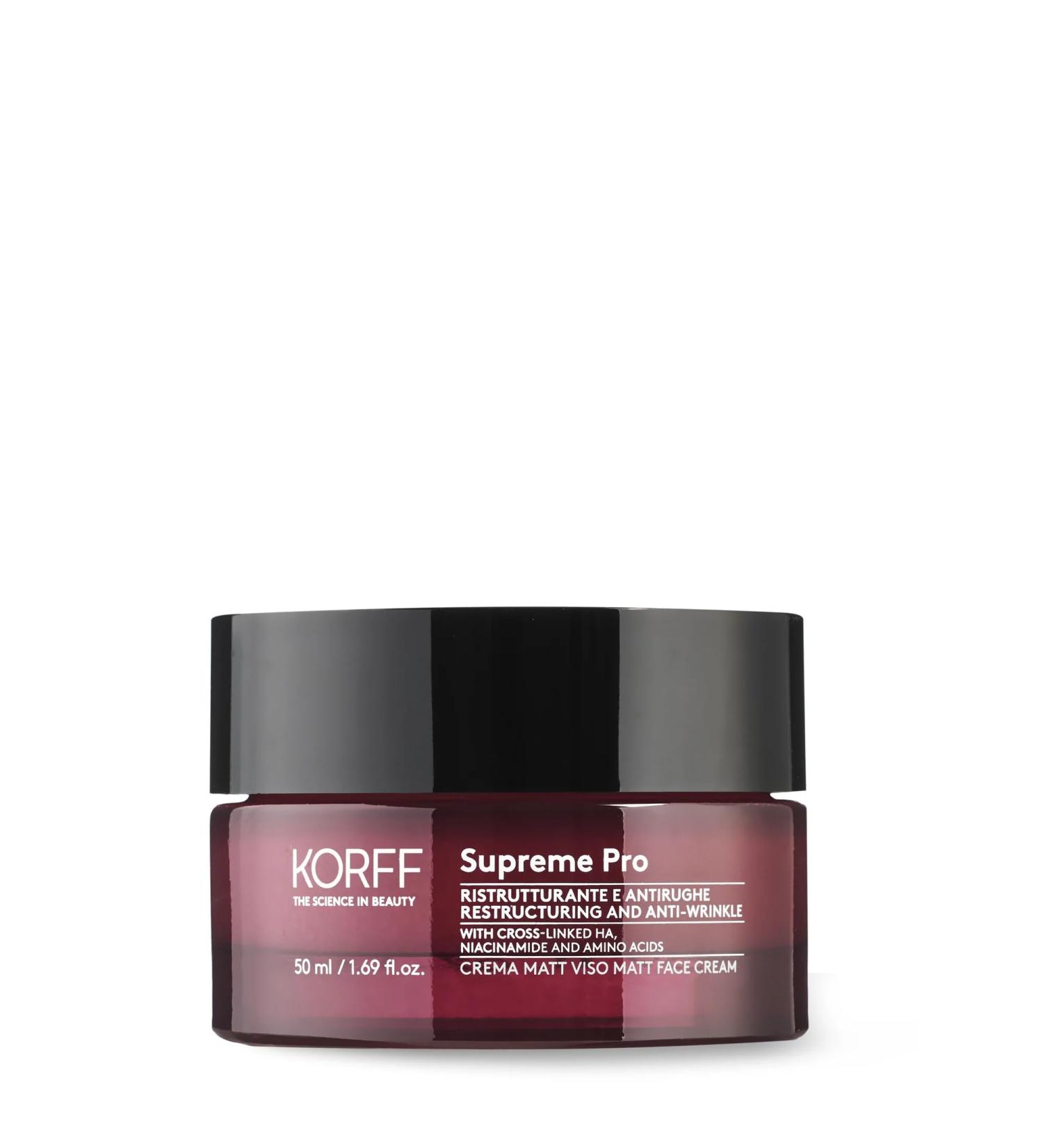 Korff Supreme Pro Matte Restructuring and Anti-Wrinkle Face Cream with Hyaluronic Acid for All Leather Types Pack of 50 ml - Buy Online on GoSupps.com