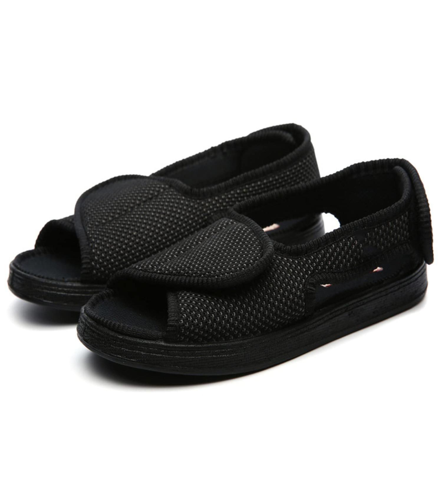 GWQDJ Open Toe Sandals for Diabetic Relief - Adjustable Wide Walking Shoes for Plantar Fasciitis & Arthritis - Black Men 12/Women 13 - Buy Online on GoSupps.com